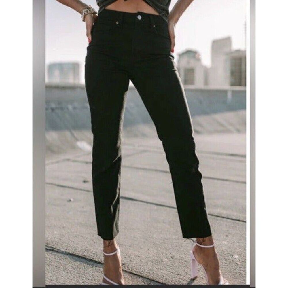 Amaryllistayshia Black The Manhattan Jeans Frayed Hem Straight Leg Size 8